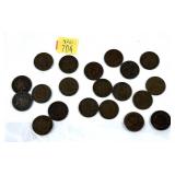 x20- Indian Head cents, mixed dates -x20 cents-