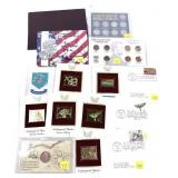 Lot, coin and stamp sets, 12 pcs.