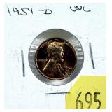 1954-D Lincoln cent, Unc.