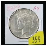 1922-D Peace dollar, AU
