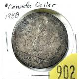 1958 Canadian silver dollar