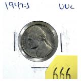 1947-S Jefferson nickel, Unc.