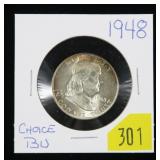 1948 Franklin half dollar, choice BU