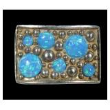 Mexican .900 silver bubbling blue opal ring,