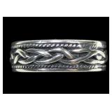 Sterling silver braid and bead design band ring,