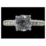 Sterling silver CZ solitaire ring, approx 1 ct.,