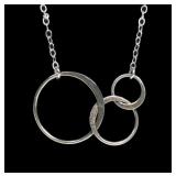 Sterling silver 16" three circles necklace,