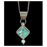 Sterling silver bezel set turquoise and opal