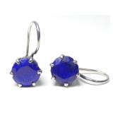 Sterling silver round cut basket set lapis (?)