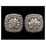 Sterling silver diamond cluster post earrings