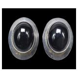 Sterling silver bezel set black onyx post earrings