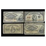 Lot, 4 Dominion of Canada fractional notes