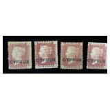 Cyprus 2, lot of 4, MH HR, plate #
