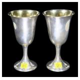 Pair of Sterling wine glasses/chalice with gold
