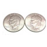 x2- Eisenhower dollars, 40% silver -x2 dollars