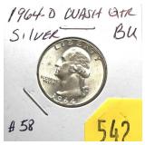 1964-D Washington quarter, Unc.