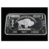 .999 Fine Silver 1 Troy oz. bar, Buffalo