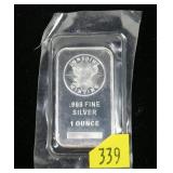 .999 Fine Silver 1 Troy oz. bar, Sunshine Minting