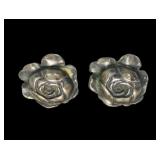 Pair of vintage sterling silver rose cuff links,