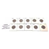 x10- Canadian quarters: 1969-1981 -10 quarters