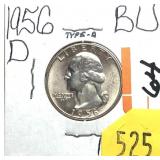 1956-D Washington quarter, Unc.