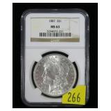 1887 Morgan dollar NGC slab certified MS-63