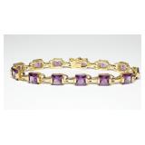 Sterling silver gold wash 6.5"square cut purple