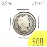 1908 Barber quarter, XF