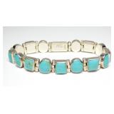 Mexican sterling silver 7" bezel set turquoise