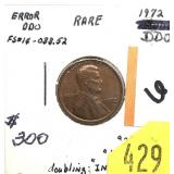 1972 Lincoln cent error, double die