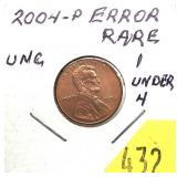2004 Lincoln cent error