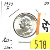1943-D Washington quarter, Unc.