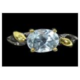 Sterling silver rhodium and gold wash oval cut