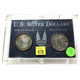 x2- Silver dollars: Morgan and Peace -x2 dollars