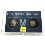 x2- Silver dollars: Morgan and Peace -x2 dollars