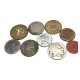 Lot, coins and tokens, 9 pcs.