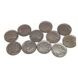 Lot, damaged Buffalo nickels, 11 pcs.