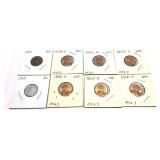 Lot, 8 Unc. wheat cents