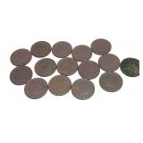 Lot, damaged Liberty nickels, 15 pcs.
