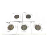 x5- Nickels, 35% silver -x5 nickels - Sold by the