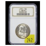 1951 Franklin half dollar NGC slab certified MS-65