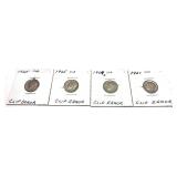 Lot, 4 Roosevelt dime errors