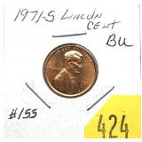 1971-S Lincoln cent, Unc.