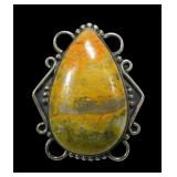 Sterling silver large picture jasper ring, size 8