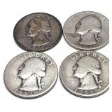 x4- Quarters, 90% silver -x4 quarters -Sold by
