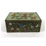Chinese Cloisonne Box w/ Jade lid 2" high, 5"