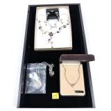 Lot, 14K gold filled diamond necklace,