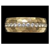 Hammered finish tungsten bad ring with inset