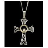 Sterling silver and gold accent Celtic cross with