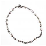 Sterling silver 16" toggle clasp bead necklace